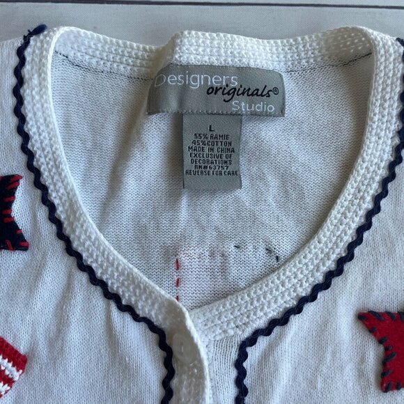 Designers Originals Studio Women's Patriotic Cardigan Sweater - Size Large - Picture 5 of 9
